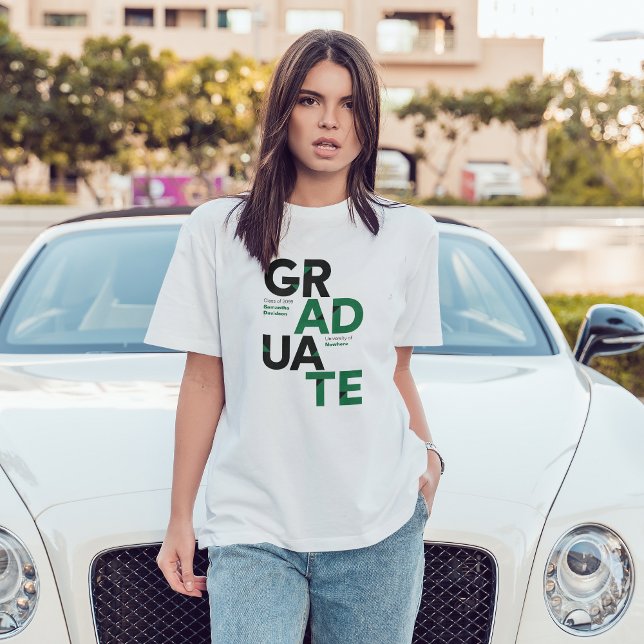 Green Big Bold Angle-Cut Letters Graduation T-Shirt (Creator Uploaded)