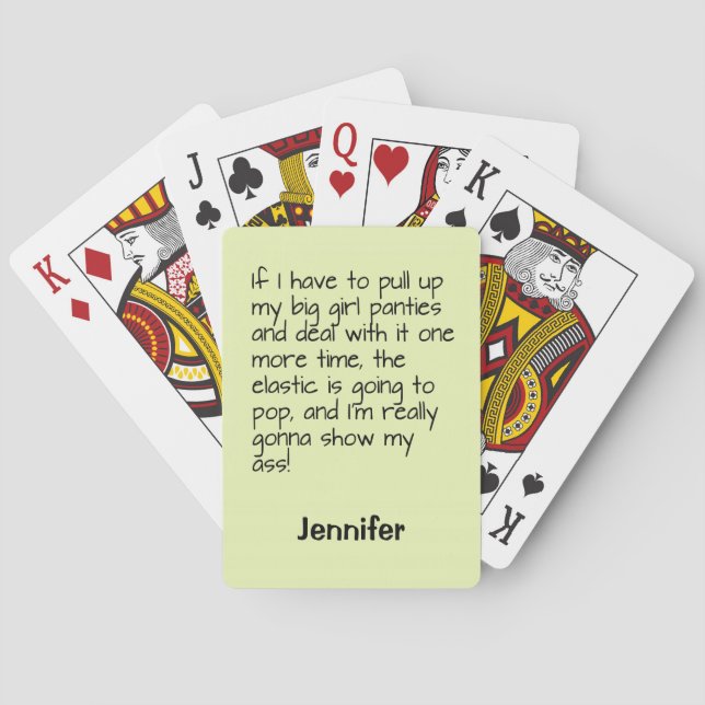 Green Big Girl Panties Saying Name Personalized Poker Cards (Back)