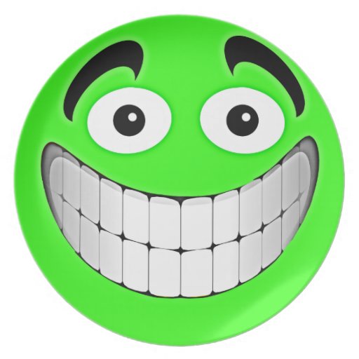 Green Big Green Smiley Face Party Plate | Zazzle