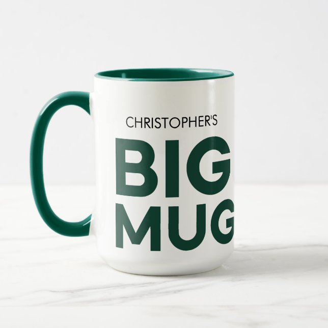 Green Big Mug | Huge Mug | Custom Name Mug (Left)