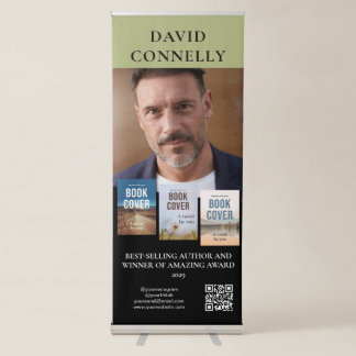 Green Big Photo & Three Covers Author Book Launch Retractable Banner