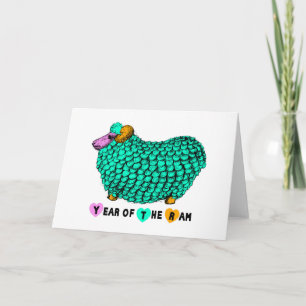 Green Big Ram Chinese New Year Zodiac Card