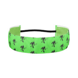 Green Bigfoot Tennis Player Pattern Athletic Headband