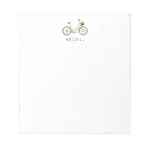Green Bike & Rose Personalized Notepad