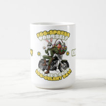 Green Biker Bunny Easter Coffee Mug