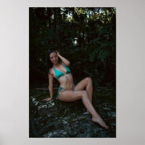 Green Bikini Model Poster 12x18