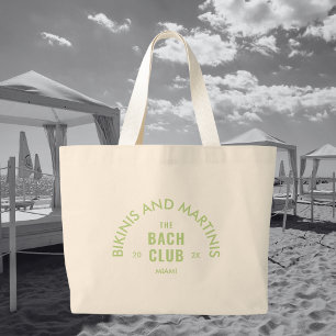 Green Bikinis And Martinis The Bach Club Custom Large Tote Bag