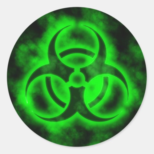 Green Biohazard Classic Round Sticker