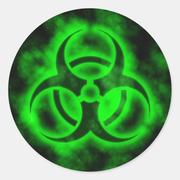 Green Biohazard Classic Round Sticker | Zazzle