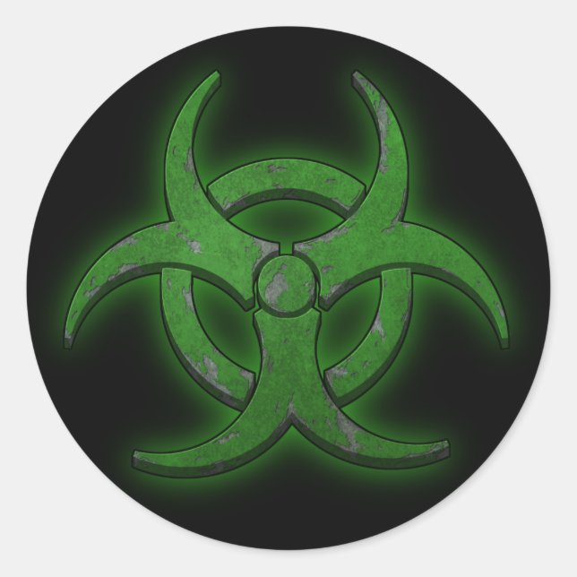 Green Biohazard Classic Round Sticker (Front)