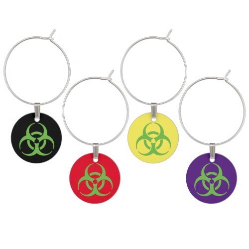 Green Biohazard Multicolor Wine Charms