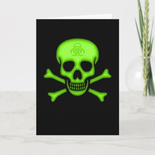 Green Biohazard Skull Card