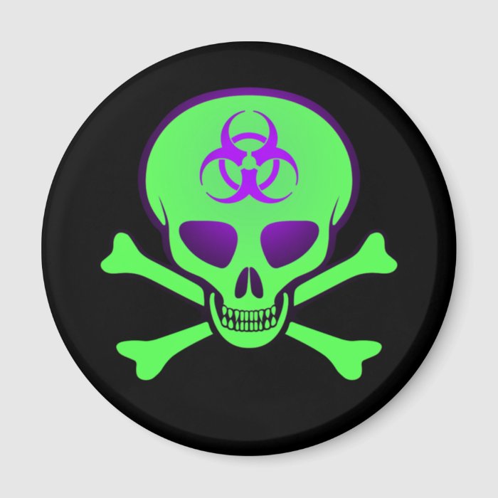 Green Biohazard Skull Magnet