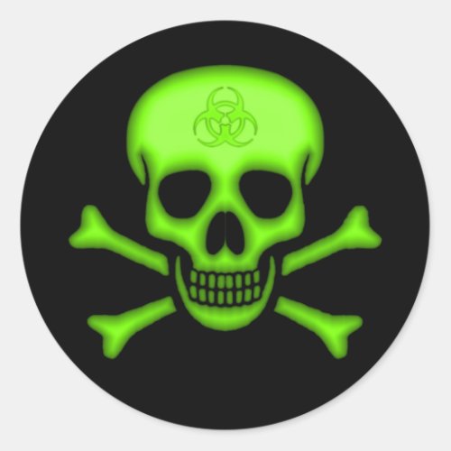 Green Biohazard Skull Sticker