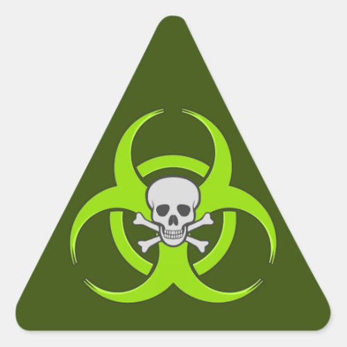 Green Biohazard Skull Triangle Sticker