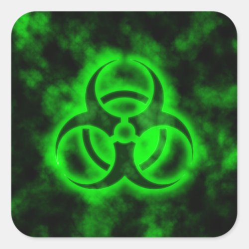 Green Biohazard Square Sticker
