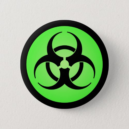 Green Biohazard Symbol Button