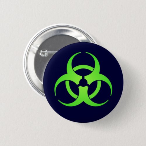 Green Biohazard Symbol Button