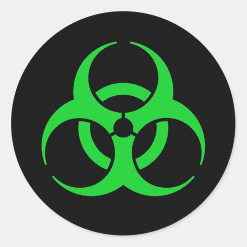 Green Biohazard Symbol Classic Round Sticker