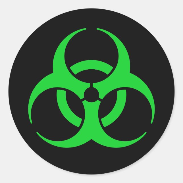 Green Biohazard Symbol Classic Round Sticker (Front)