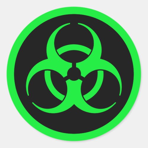 Green Biohazard Symbol Classic Round Sticker