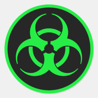 Green Biohazard Symbol Classic Round Sticker