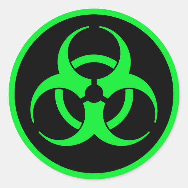 Green Biohazard Symbol Classic Round Sticker (Front)