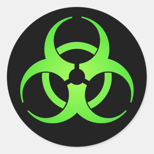 Green Biohazard Symbol Classic Round Sticker