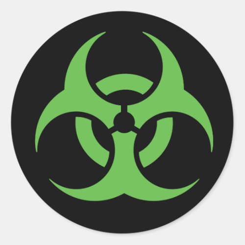 Green Biohazard Symbol Classic Round Sticker
