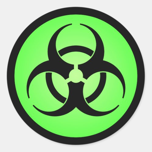 Green Biohazard Symbol Classic Round Sticker