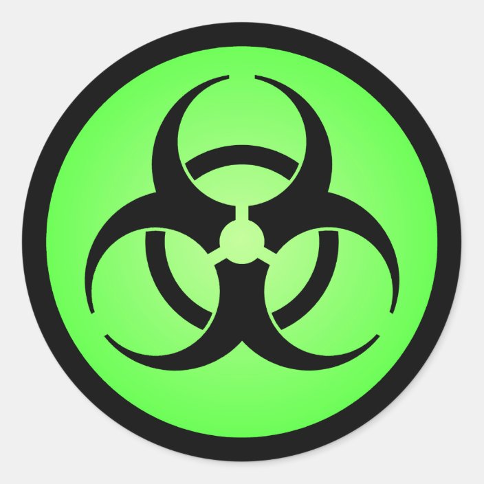 Green Biohazard Symbol Classic Round Sticker Zazzle Com