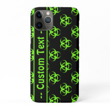 Green Biohazard Symbol Pattern Phone Case w/ Text