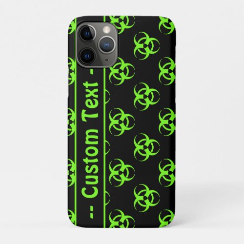 Green Biohazard Symbol Pattern Phone Case w Text