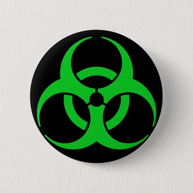 Green Biohazard Symbol Pinback Button (Front)