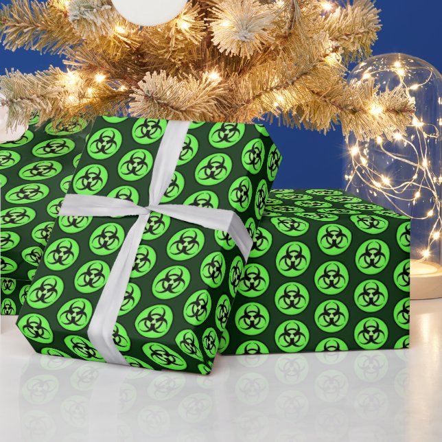 Green Biohazard Symbol Wrapping Paper (Holidays)