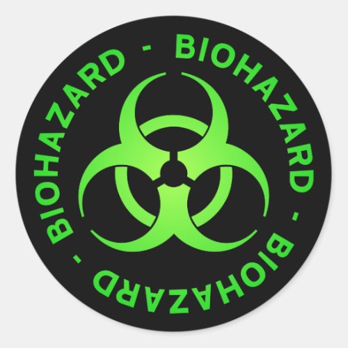 Green Biohazard Warning Classic Round Sticker