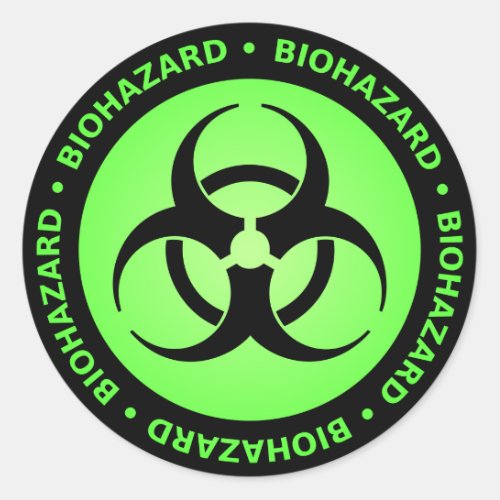 Green Biohazard Warning Classic Round Sticker