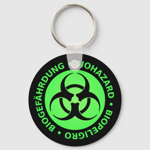 Green Biohazard Warning Keychain