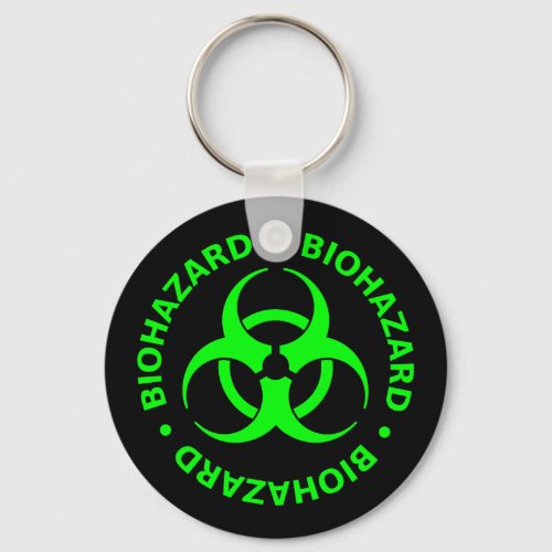 Green Biohazard Warning Keychain