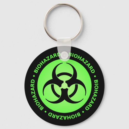 Green Biohazard Warning Keychain