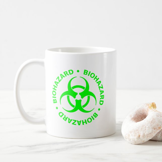 Green Biohazard  Warning Mug (With Donut)