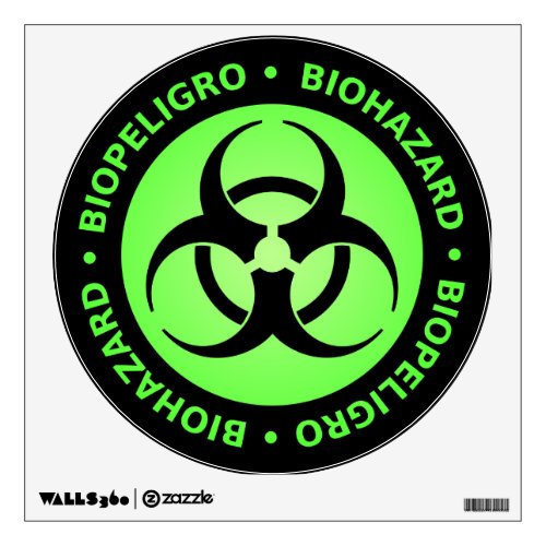 Green Biohazard Warning Sign Wall Decal