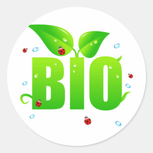 Green biologic organic natural classic round sticker