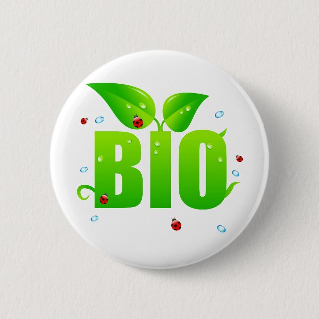 Green biologic organic natural pinback button (Front)