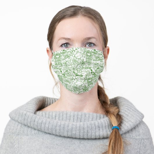 Green Biology Pattern Adult Cloth Face Mask (Worn)