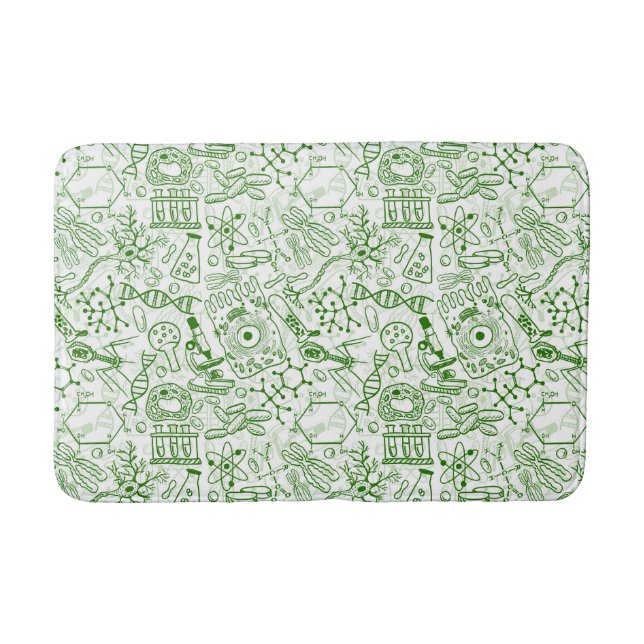 Green Biology Pattern Bath Mat (Front)