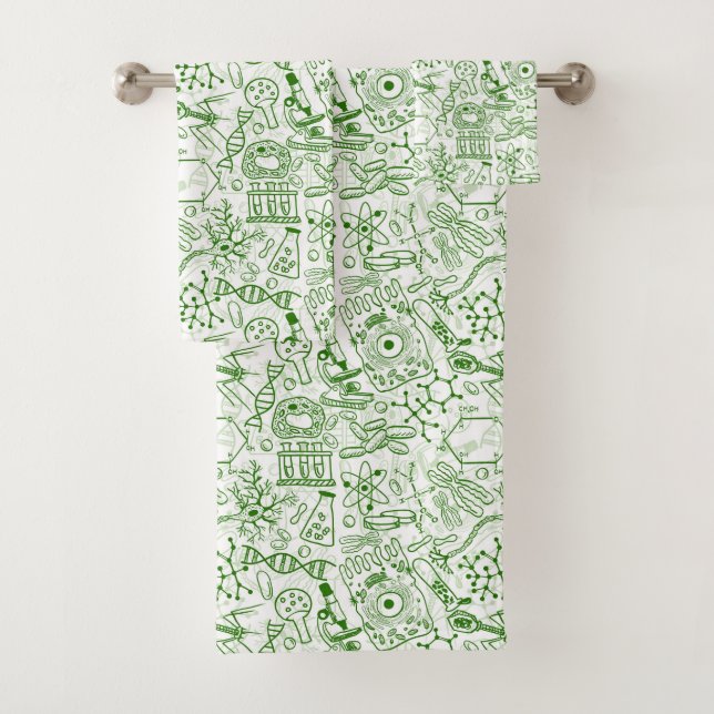 Green Biology Pattern Bath Towel Set (Insitu)