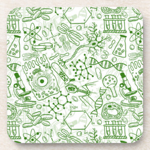 Green Biology Pattern Beverage Coaster