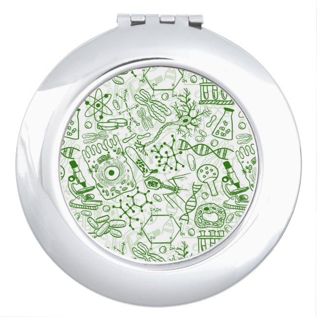 Green Biology Pattern Compact Mirror (Front)
