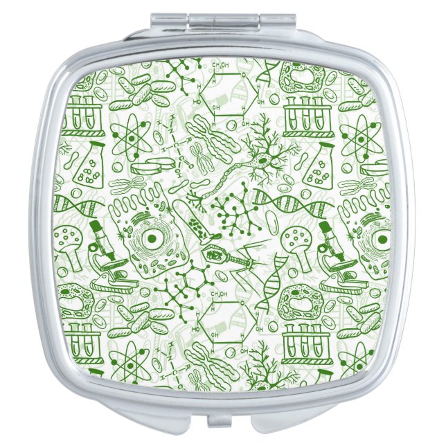 Green Biology Pattern Compact Mirror (Front)